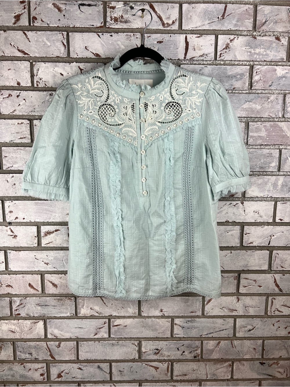 Anthropologie | Light Blue Prairie Blouse